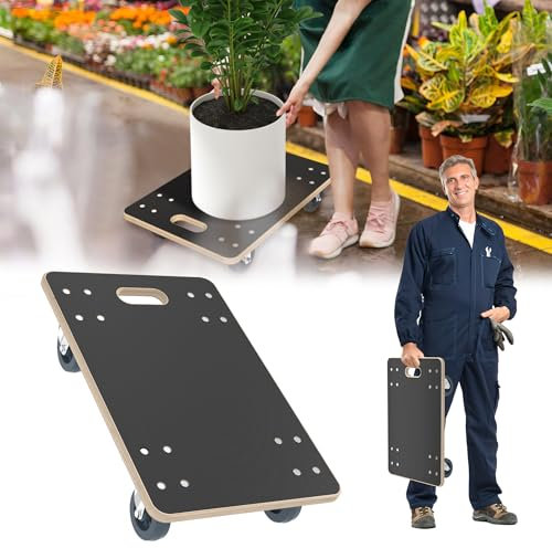 YRHome Transportroller med fotbromshandtag, rullbräda, transport, rullvagn, 60 x 40 x 14,5 cm till 200 kg, vattentät, halkfri, för flyttning, möbeltransport, möbelhund, rullvagn, skoter, transport, 1