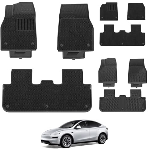 3W Golvmattor & Textilmattor för Tesla Model Y Juniper 2025-2026 | För Premium/Performance/Standard | TPE Thorex™ Allväder | 3D Skräddarsydd Passform | Hundvänligt Biltillbehör | Vattentät