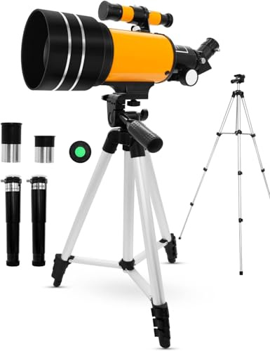 Telescope for Kids, 70mm Aperture 300mm Portable Astronomical Refractor Telescope with Tripod - Children's Astronomy Starter Kit with Eyepieces Barlow Lens, Educational Learning Toy for Beginners