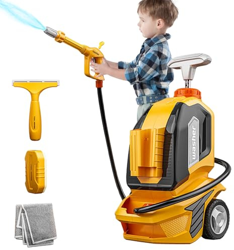 Toddler Car Washing Kit, Manual Pressure Washer with Scraper,Sponge,Rag, Kids Clean Car Wash Toy Pretend Play