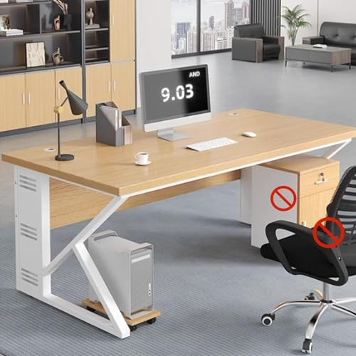 Executive konferensbord rektangel mötesskrivbord med justerbara fötter, perfekt för kontor styrelserum och träningsseminarier – brun 140 x 60 x 74 cm