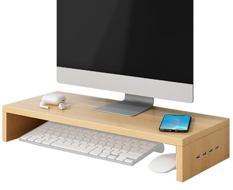 Genérico Elevador para Monitor de Escritorio - Base Elevadora Con 4 Puertos USB | Base Elevadora para Ordenador Portatil - Para Estación de Trabajo Accesorios Digitales Teclado Hogar Oficina Escuela