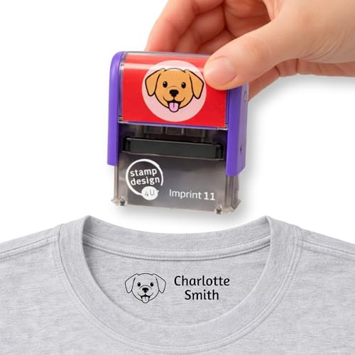 Personalised Kids Clothing Name Stamp Dog Print - Machine Wash Friendly Textile Stamp for School Uniforms