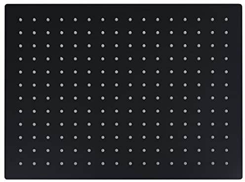 Generico Testa Doccia a Pioggia Acciaio Inox 40x30 cm Rettangolare Nera,Soffioni Doccia