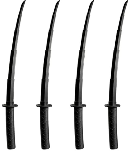 NAUZE 4Pcs Samurai Sword Model Toys Telescopic Plastic Katana with Quick Black Release Retractable Sword Comic Con Safe Dress Accessory Gift for Anime Fans