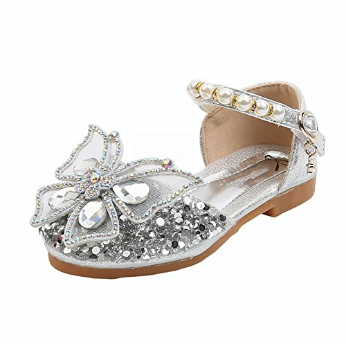 YIzdegg Mary Jane glitter flick: Prinsesskor med rosett, ballerinaskor, bröllop, glitterskor, platta skor, festkläder, festskor, festliga skor med strass, enstaka skor