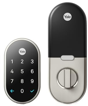 Google Nest x Yale Lock - Tamper-Proof Smart Lock for Keyless Entry - Keypad Deadbolt Lock for Front Door - Satin Nickel