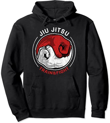 Martial Art Jiu Jitsu Shirt Retro Train Fight Yin Yang Fist Pullover Hoodie