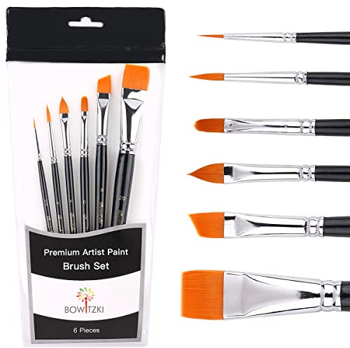 Bowitzki Face Paint Brush Set, 6pcs Artist Brushes for Body Face Painting,Acrylic Painting Watercolor Oil Gouache