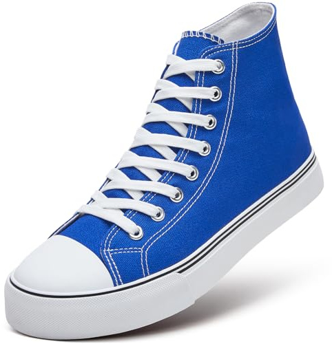 ZGR Herren High Top Canvas Sneakers Schnürschuhe Klassisch Casual Walking Schuhe, blau, 44 EU