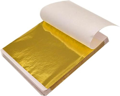 200 Pcs Gold Leaf Sheets, Gold Foil Sheet for Art, Leaf Foil Paper for Crafts, Resin Arts, Furniture, Canvas, Decorating etc