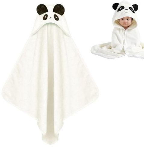 TMRBBesty Accappatoio Neonato,Accappatoio Asciugamano Neonato Bambino,Baby Asciugamano con Cappuccio,Asciugamani Con Cappuccio Per Bambini,Adatto a neonati e bambini 0-3 anni,Modello panda,80x80 cm