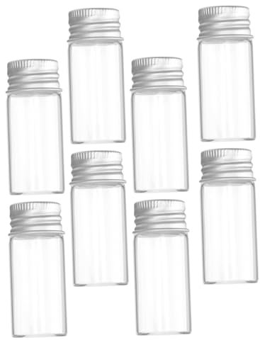 FRCOLOR Bouteilles en Verre Couvercles en Aluminium Argentés Résistance Chimique et Transparence Lot de 10 de 10 Ml pour Stockage D'encre et Usage Scientifique