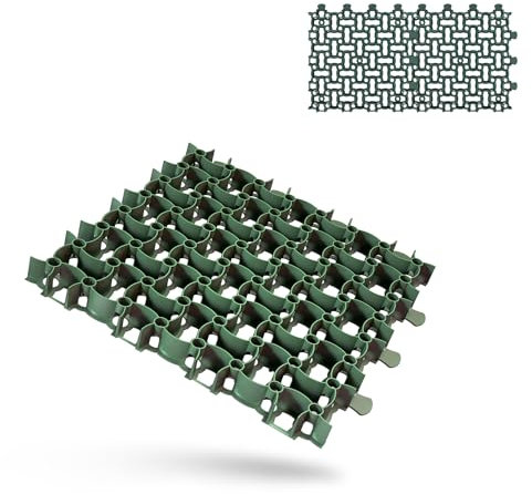 BigDean 2X Rasengitter Paddockplatte GRÜN 50x50 cm Reitplatzmatten Rasenmatten Rasenwaben Kiesgitter Parkplatzrasen 0,50 m² - mit Spikes zur Fixierung