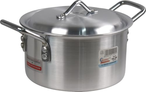 Aluminium Cooking Pot Casserole Kitchen Dish with Lid and Side Handles (Pot 30cm 13.5L)