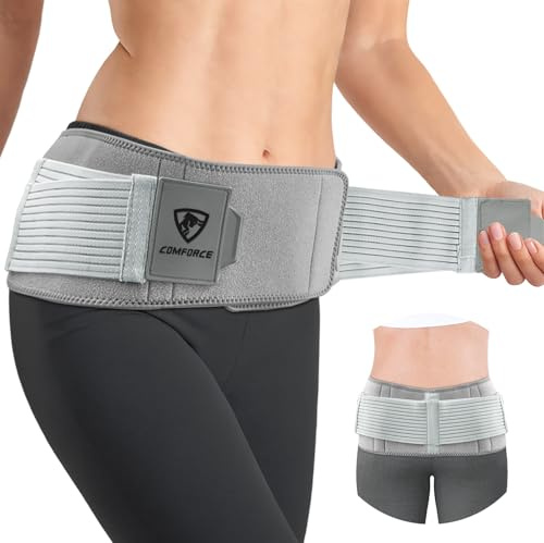 COMFORCE Sacroiliac - Cintura per anca articolare SI, con impacco di ghiaccio, doppio supporto regolabile e a compressione, trocantere per donne e uomini, per dolori alla sciatica, bacino, vita,