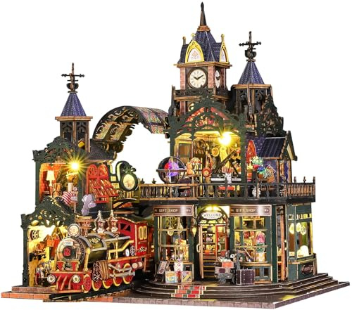 Spilay Maison Miniature, Gare Magique Maison de Poupée en Bois