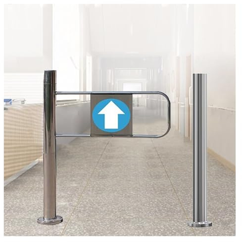 Puerta de acceso de acero inoxidable de 55 cm, puerta de rebote automática con sistema de empuje para entrada de tienda comercial, portal de acceso plateado robusto