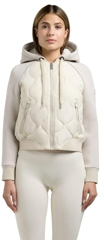 khujo Lätt övergångsjacka för kvinnor, kort quiltad bomberjacka med avtagbar huva, Malaya XS-XXL, VIT, XL