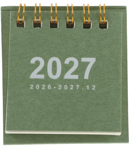 LALADEFIEE Miniatyr Bordskalender Spiral Flip Kalender Bärbar och Platsbesparande Skrivbordsplanerare för Daglig Organisering och Akademisk Planering