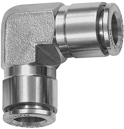 Connettore a L, per tubo esterno Ø 6 mm, pressione di lavoro max. 20 bar, acciaio inox 1.4404