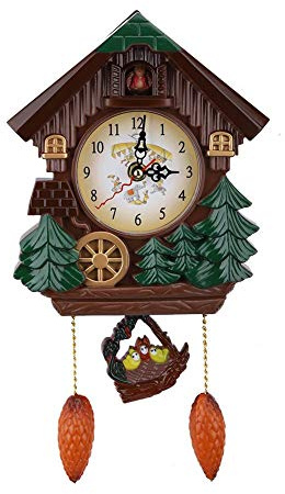 AUNMAS Cuckoo Clock with Sound, Traditional Style Wooden Quartz Movement, Wall Mount Tabletop Display Grandfather Clock for Home Office Decor