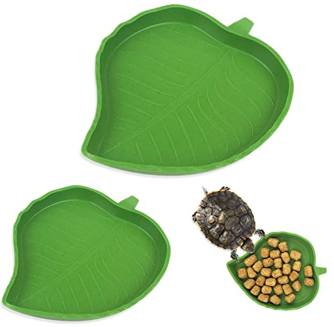 iTGOOS 2 Pieces Reptile Food Water Bowls Reptile Feeder Accessories for Tortoise Corn Snake Crawl Pet Drinking and Eating 2 Sizes