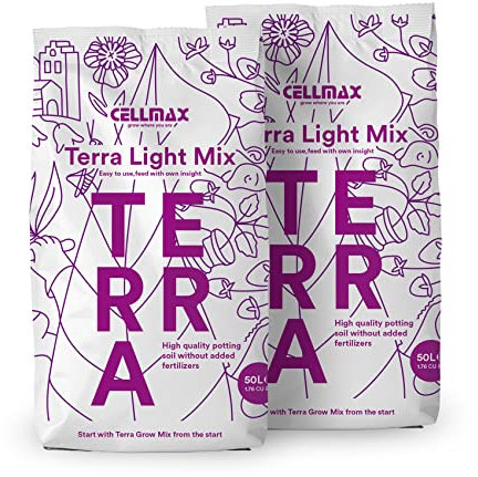 CELLMAX Terra Light Mix | Universelle Blumenerde aus den besten Torf- und Perlitarten, Aber mit minimaler Düngung | 2X 50L