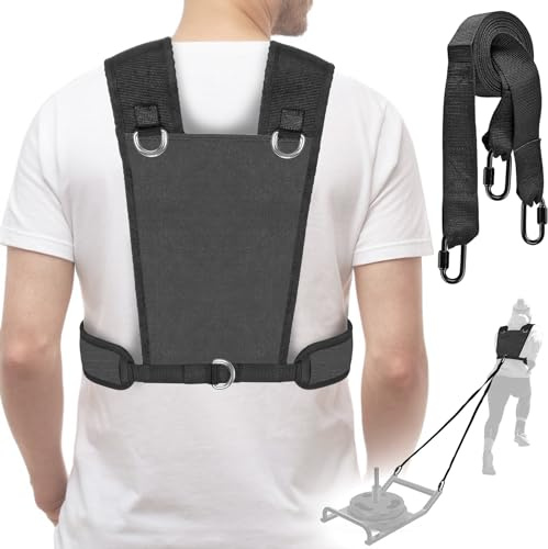 Dolibest Sled Harness for Fitness Resistance, Works with Tire, Sled and Parachute -Adjust Padded Shoulder Strap, Durable and Comfortable, Ideal for Running, Football Speed and Strength Training -Black