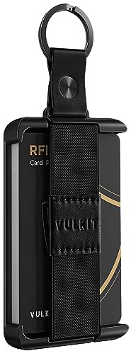 VULKIT Smal kreditkortshållare minimalistisk metallplånbok RFID-blockerande aluminiumfodral med RFID/NFC-blockeringskort sköld, Svart, Minimalistisk