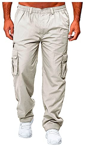 SOOUICKER Sport Hose Herren Viele Taschen Outdoor Wandern Chino Hose Herren Regular Fit Cargohose Herren mit Seitentaschen Freizeithose Herren Weites Bein Modern Baggy