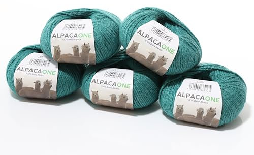 250 Gramm 100% Baby Alpaka Wolle 112m 4-4,5 Nadelstärke Nm 4/9 Strick-Häkel Garn Strickwolle Farbe: Smaragd