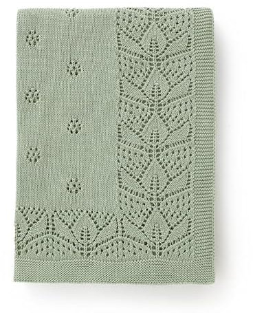 LAWKUL Cellular Blanket Baby 100% Cotton Knitted Soft Knit Crochet Blankets for Newborn Boy Girls Infants 100x80cm Green