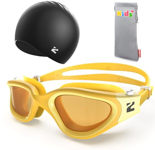 ZIONOR Schwimmbrille Kinder Badekappe, G1MINI Polarisiert Anti Nebel UV-Schutz Schwimmbrille für Mädchen und Jungen (Jahre 8-14)