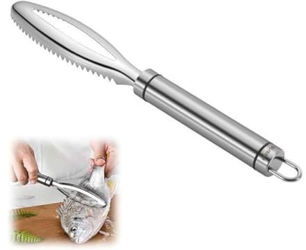 Squama Pesce, Raschietto per Pesci Professionale in Acciaio Inossidabile 304, per Pesci Aiutante da Cucina per Una Pulizia Rapida della Pelle di Pesce per Cucina, coltello per sfilettare pesce