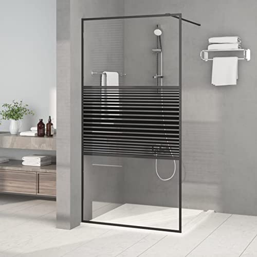 Gecheer Parete Doccia Walk in Nero 100x195 cm Vetro Trasparente ESG,A152147