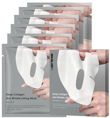 MKBLNP Collagen Face Mask Hydrating Overnight Collagen Face Mask (6 pcs/1 Box) Deep Collagen Anti Wrinkle Lifting Mask - Pure Collagen Films for Improve Elasticity Firming And Moisturizing