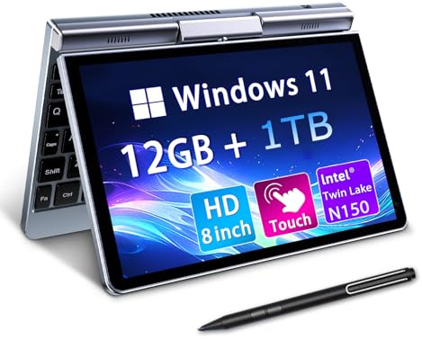 KOOTIGERS Mini Laptop 8 2-in-1, Win 11, N150 (3,6 GHz), 12 GB RAM 1TB SSD, Touchscreen HD, beleuchtete Tastatur, Wi-Fi 6, USB-C, Leichter PC für Arbeit/Kinder/Schule