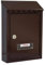 UTILIA Briefkasten Capri 21 x 6 x 30 cm, Briefhalter aus lackiertem Blech mit Dach, Schlitz oben hinten, Außenbriefkasten mit Zylinderschloss, 2 Schlüssel (braun)