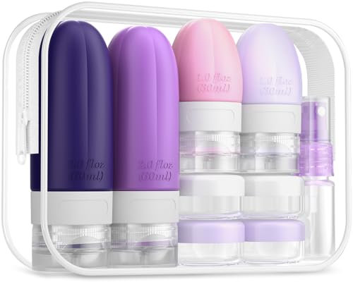 Gemice 16 Pack Travel Bottles Set, CAA Approved Leak Proof Silicone Squeezable Containers for Toiletries, Refillable Accessories 60ml 30ml for Conditioner, Shampoo, Lotion & Body Wash (BPA Free)