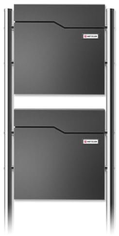 Metzler Boîte aux lettres sur pied pour 2 fêtes dans DB 703 - Double boîte aux lettres autoportante pour maisons multifamiliales avec compartiment à journaux, pieds en acier inoxydable et plaque