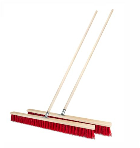 Lot de 2 balais de route de 80 cm avec manche de 150 cm - En bois - Pour l'extérieur - Balai industriel robuste avec poils stables - Pour cour, jardin et trottoirs (80 cm + manche de 150 cm)