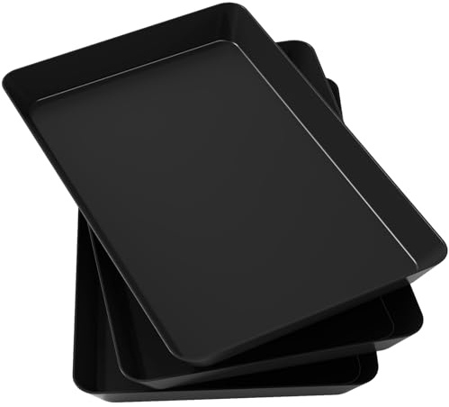 Lifewit Vassoio da Portata, Vassoio Plastica Rettangolo peccato BPA, 36.7×24cm per Buffet Dolci, Portafrutta da Tavolo, Cucina Decorativo, Vassoi e Piatti per Snack, Cibo, Biscotti, Lotto di 3, Nero