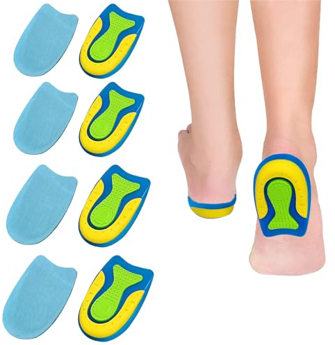 AQTAQ 4 Paar Silikon-Fersenschalen, Gel-Pads, Fersen-Gelpolster, weiche Gel-Einlegesohlen für Männer und Frauen Hochelastisches Fersenpolster(2 große und 2 kleine)