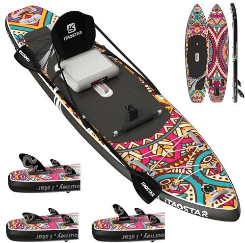 iTAOSTAR Novelty N01KP 11'6 x 35 Inflatable Stand Up Paddle Board with Seat- Stable SUP Board for Adults - Portable Paddleboard for Yoga, Surfing, Fishing - Includes Full Accessories Kit