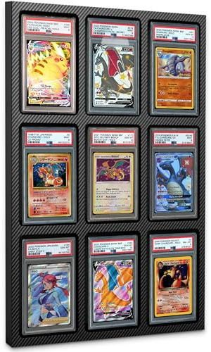 Fanatiko Expositor para Cartas Gradeadas (PSA/CGC) - Fabricado en Espuma EVA de Alta Densidad con Acabado en Fibra de Carbono para 9 Cartas