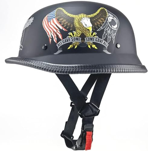 Retro Alemán Estilo Moto Casco ECE/Dot Homologado Moto Jet Medio Casco con Visera, Retro, De Media Cara, para Bicicleta Casco para Scooter Motocicleta para Hombres Y Mujere