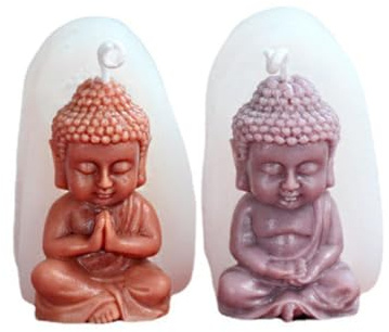 XinYangMao Lot de 2 Moules en Silicone pour Bougies Bouddha - Forme 3D Méditation/Chantant - Parfait pour Décoration Gâteau, Savon, Artisanat DIY - Réutilisables et Faciles à Démouler
