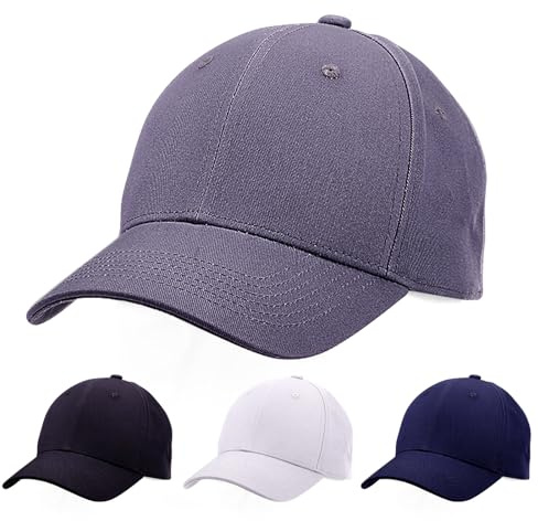 GWHOLE Black Baseball Cap for Men and Women,Adjustable,Cotton,Plain | Washable,56-58cm,for Sport Casual Running Hiking Golf ,Black,Grey