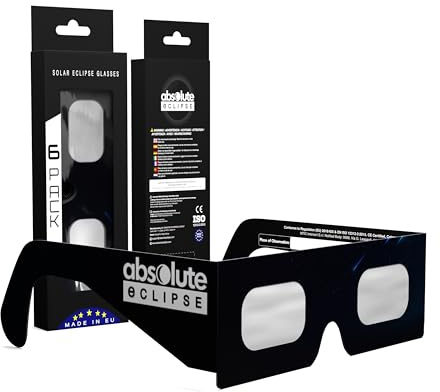 Gafas Eclipse Solar Homologadas ISO 12312-2 CE EPI | Lentes para Eclipse Solar | Fabricante Europeo Reconocido AAS | Eclipse Total España 2026 | Stranded | Pack de 6